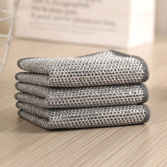 Silver Wire Rag Steel Wire Dishcloth kitchen Dishcloth Mesh Non-stick Oil Rag